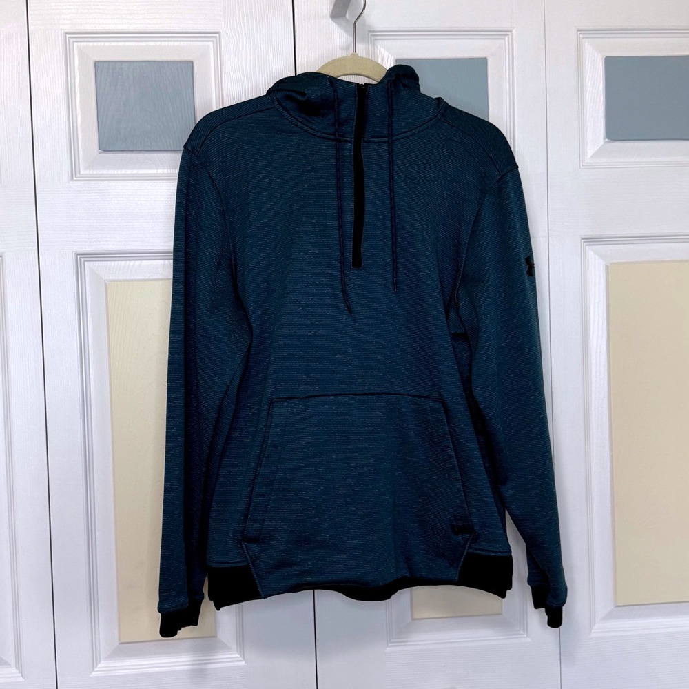 Under Armour ColdGear Fitted Half Zip Hoodie Pullover Mens Medium Blue